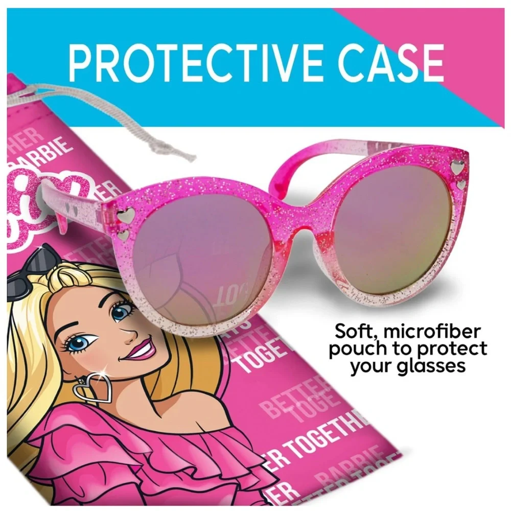 NWT Barbie Pink Tinted Glitter Girl’s Sunglasses